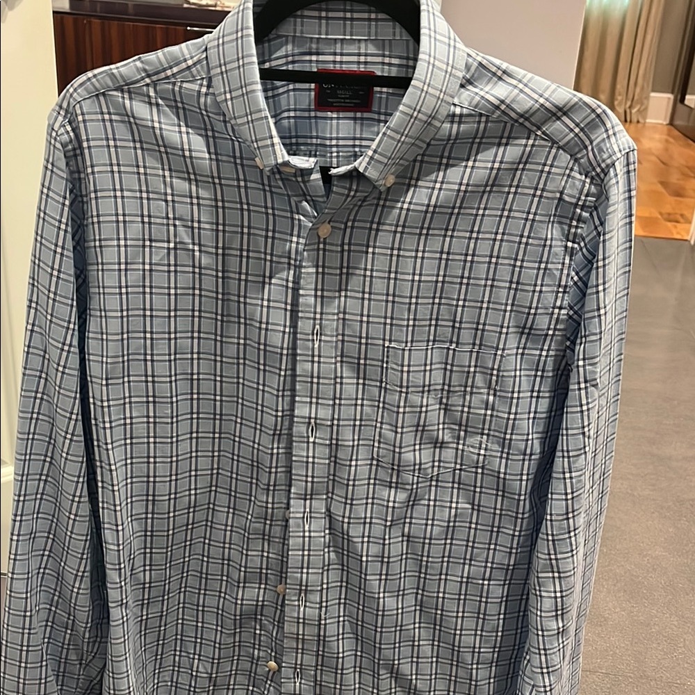 Men's Untuckit Blue Plaid Shirt size S slim EUC